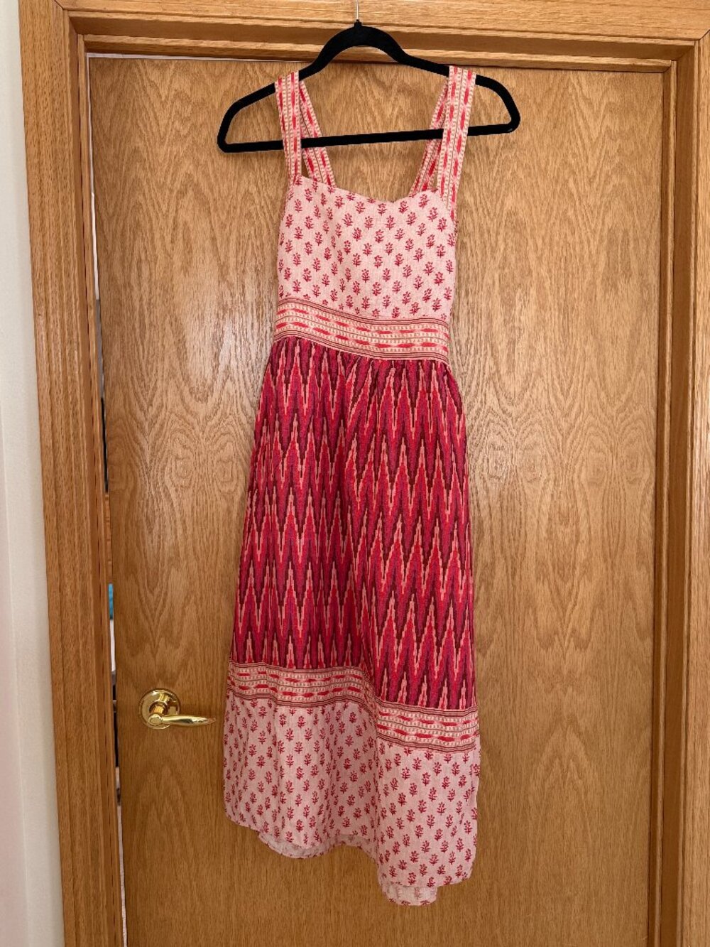 Faherty Linen Gracie Midi Dress EUC Small Pink Boho